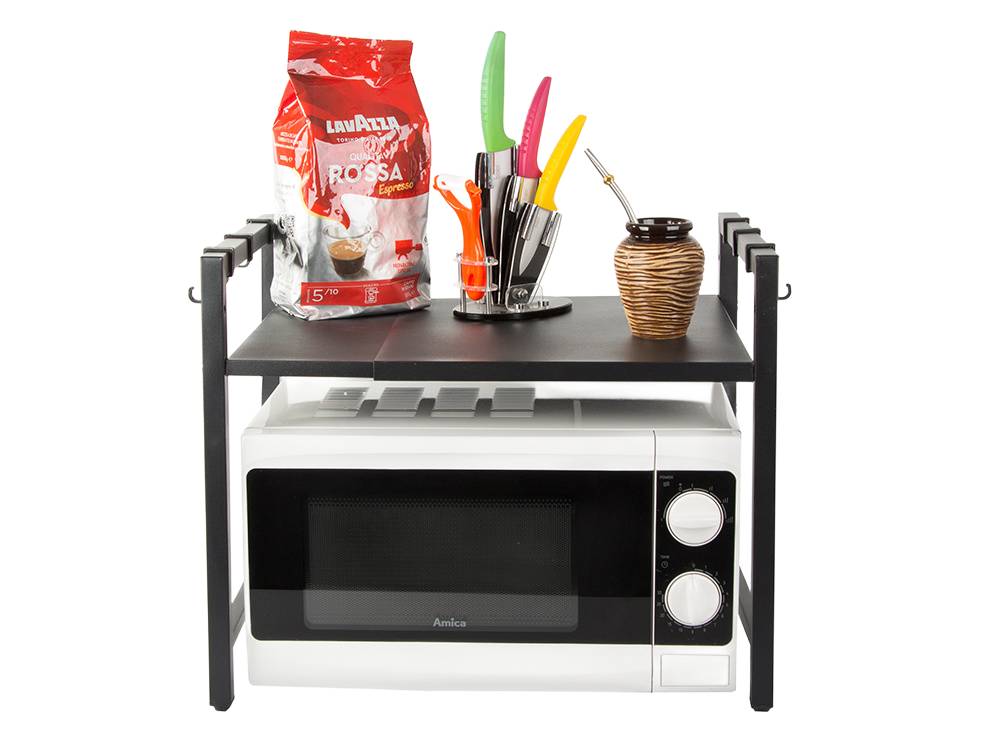 Raft metalic pentru cuptorul cu microunde, Zola®, etajera ajustabila, organizator bucatarie, 42x41-62x36 cm, negru Raft metalic pentru cuptorul cu microunde, Zola®, etajera ajustabila, organizator bucatarie, 42x41-62x36 cm, negru